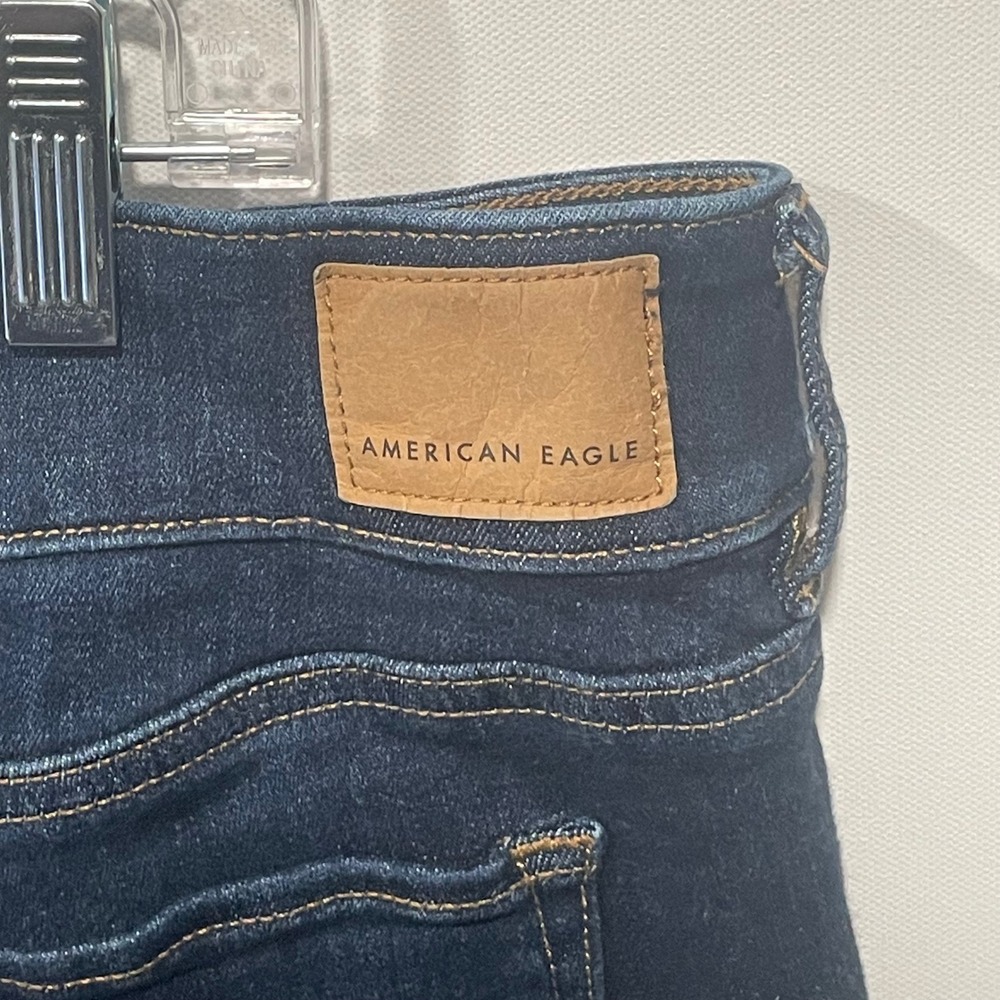 American Eagle Kick Boot Jeans Women Dark Wash Next Level Stretch Size 16 35x30 - Picture 7 of 11
